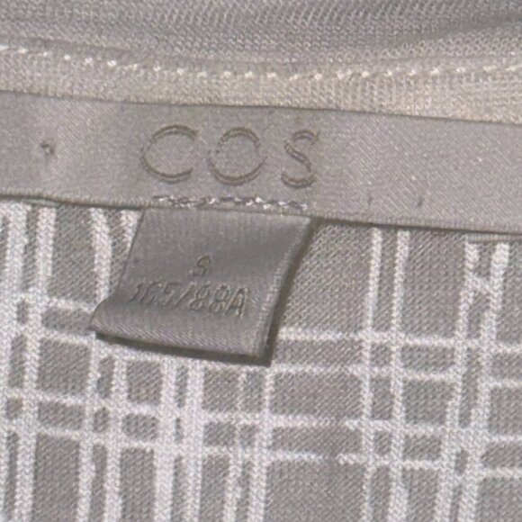 COS Short Sleeve Sheer Blouse Grid Pattern white Size Small - Picture 3 of 3